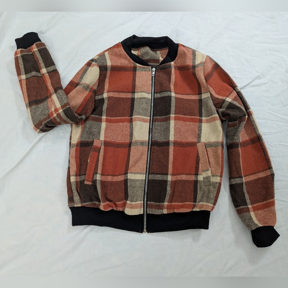 Plaid Bomber Jacket for Women